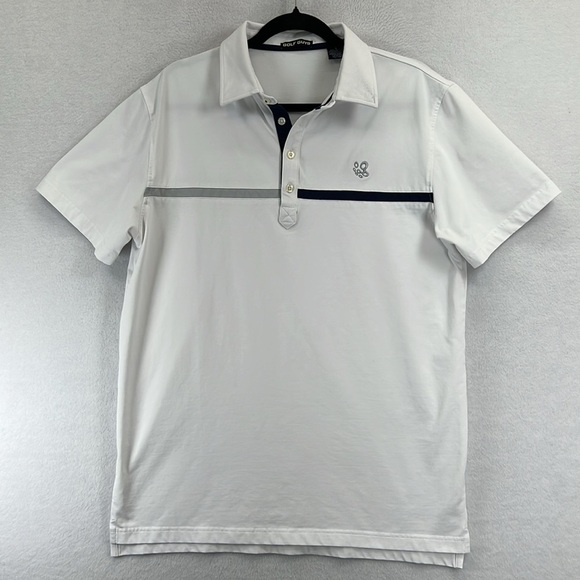 Golf Guys Other - Golf Guys Performance Polo Men’s L White/Navy/Gray Supima Cotton Blend EUC